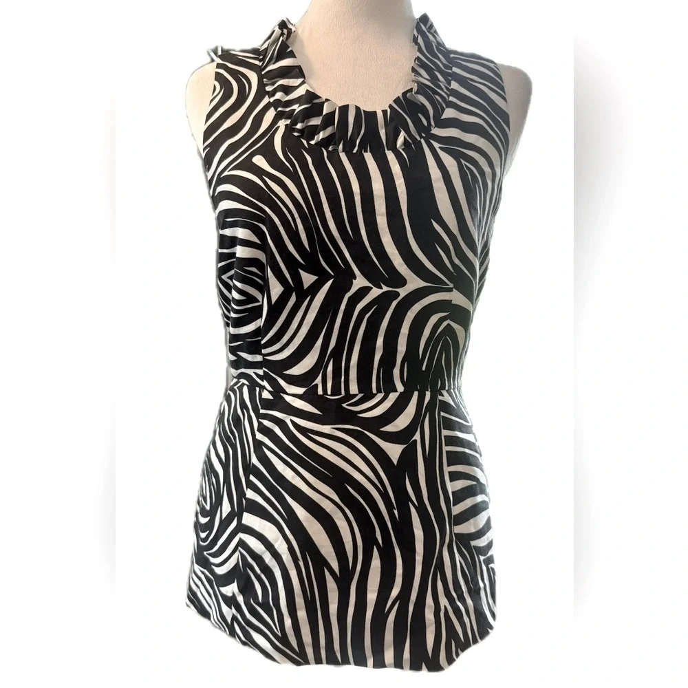 Kate Spade Look For the Silver Lining Zebra Peplum Sleeveless Top 2